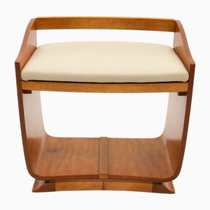 Sgabello Art Déco in olmo norvegese e pelle, 1930