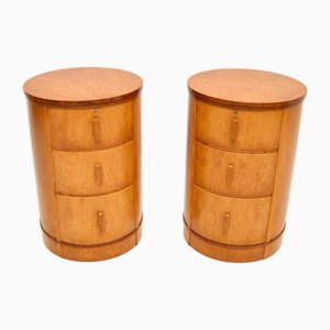 Art Deco Birds Eye Maple Bedside Chests, 1930, Set of 2