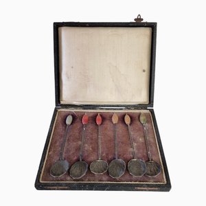 Versilberte Art Deco Kaffeelöffel, 1920er-1930er, 6er Set