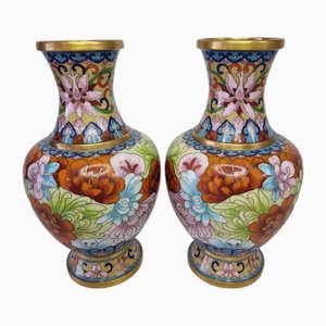 Vintage Cloisonné Vasen, 1970er-1980er, 2er Set