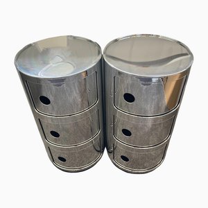 Vintage Componibili Storage Units with Chrome Finish by Anna Castelli Ferrieri for Kartell, 1990s, Set of 2