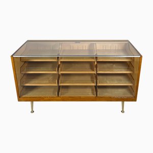 Vintage Counter with Drawers and Glass Top