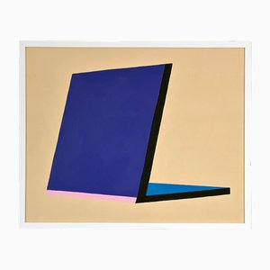 Amanda Andersen, Brutalist Blue Tablet, 2023, Gouache on Raw Tan Paper