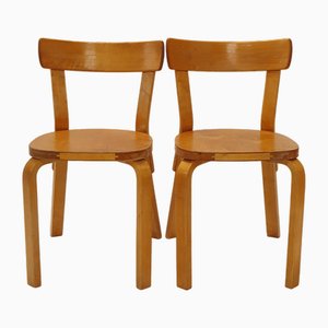 69 Chairs by Artek for Alvar Aalto, 1950s, Set of 2