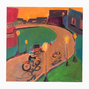 Monika Rossa, Bikes, 2025, Öl auf Leinwand