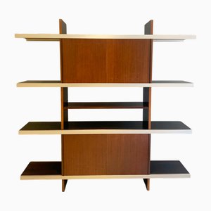 Multiuso Bookcase in Wood and Aluminum attributed to Angelo Mangiarotti for Poltronova, 1965