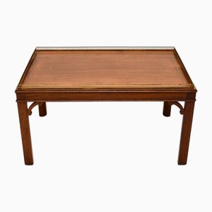 Table Basse Style Chippendale Antique en Laiton Marqueté, 1930