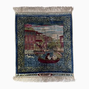 Tapis Hereke en Soie avec Motif Signature, Chine, 1970s