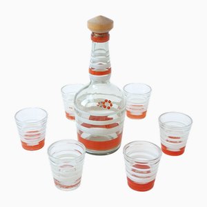 Snap Carafe and Glasses by Aino Aalto for Karhula, 1930s-1940s, Set of 7