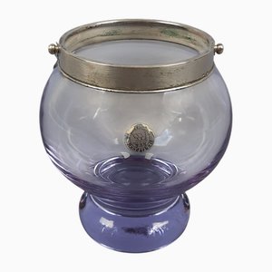 Cubitera VAV de vidrio morado con plata 800, 1970