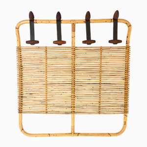 Italian Rattan Coat Rack, 1960s