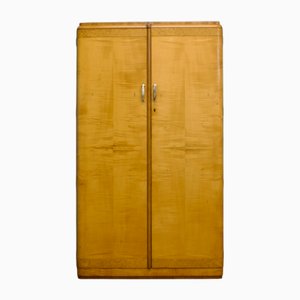 Vintage Art Deco Wardrobe in Birch and Walnut, 1930s