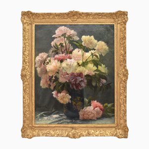 Jean Capeinick, Peonies, Oil on Canvas, 19th Century, Framed