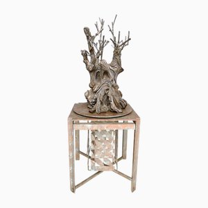 Vintage Italian Revolving Tree Decorative Object in Bronze and Iron, 1980s