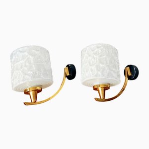 Granite Glass Wall Lights in the style of Arlus, 1950s, Set of 2