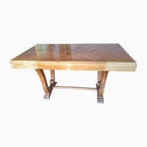 Vintage Walnut Extendable Dining Table with Lyre Legs, 1958