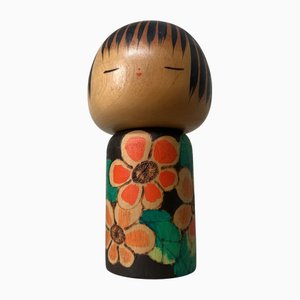 Kokeshi with Floral Motifs by Yuji Kawase, 1960s