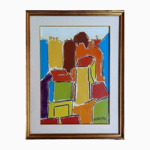 Sante Monachesi, Stadtansicht, Italien, 1955-1965, Öl auf Leinwand