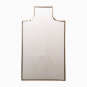 Vintage Shield-Shaped Wall Mirror with Brass Frame, 1950s
