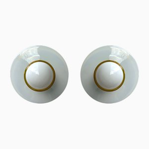 Wandleuchten aus Opal Murano Glasscheibe von ITRE, 1970er, 2er Set