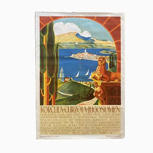 Poster turistico di Korcula-Curzola, Croazia, anni '30