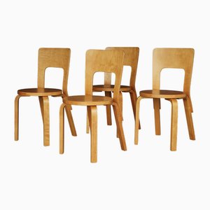 Model 66 Chairs by Alvar Aalto for Artek, 1940s, Set of 4