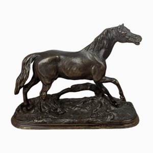 Jules Moigniez, Cavallo che corre al ceppo, XIX secolo, Bronzo
