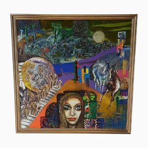 Barbara Ur, Persone sulle scale, 1974, Olio su tela
