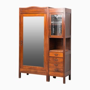 Armadio in legno con credenza e specchio, anni '40
