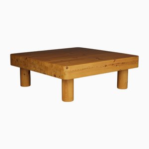 Large Vintage Brutalist Pine Coffee Table, 1960s