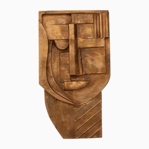 Cubist Wall Sculpture in Plaster, 1980s