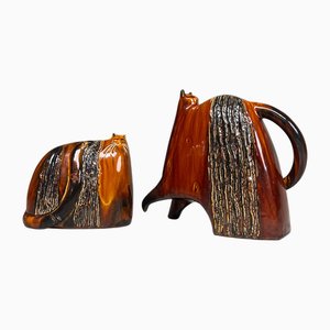 Gatti Mid-Century in ceramica, Regno Unito, anni '70, set di 2