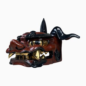 Masque de Danse du Lion Taish Shishi en Bois, Japon, 1920s