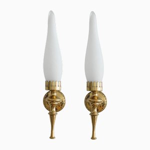Wandlampen aus Messing, 1950er, 2er Set
