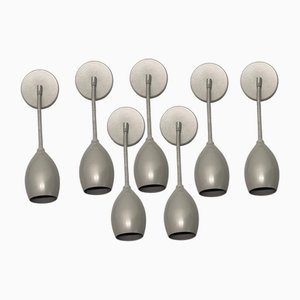 Verstellbare Vintage Zonca Wandleuchten aus grauem Metall, 1970er, 7 . Set