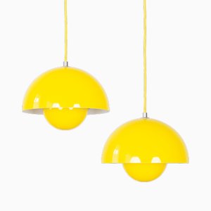 Lampade a sospensione Flowerpot vintage di Verner Panton per Louis Poulsen, set di 2
