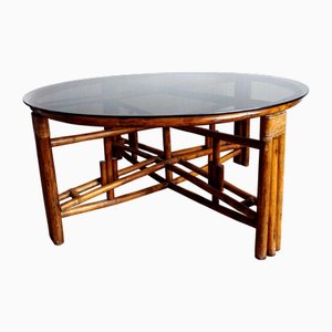 Large Rattan Telescopic Table, 1970s