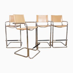 Vintage Barstühle aus Leder & verchromtem Metall von Mart Stam & Marcel Breuer, 1970, 4er Set