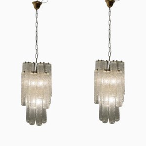 Italienische Vintage Murano Glas Röhren Hängelampen von Toni Zuccheri, 1970er, 2er Set
