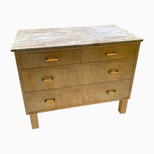 Art Deco Kommode mit Marmorplatte, 1940er