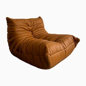 Sillón Togo de cuero de Michel Ducaroy para Ligne Roset, años 70