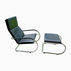 Bauhaus Tecta D35 Sessel mit Fußhocker von Anton Lorenz, 2000er, 2er Set