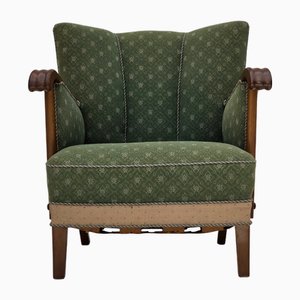Vintage Danish Lounge Chair in Wool Fabric and Oak, 1950s