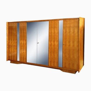 Armoire Mid-Century en Érable avec Miroirs attribuée à Vittorio Dassi et Gio Ponti, 1950s
