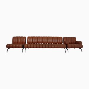Vintage Camel Leather Sofa and Chairs by Karl Wittmann for Wittmann Möbelwerkstätten, 1960s, Set of 3