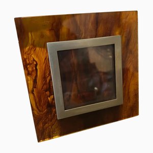 Vintage Tortoiseshell Acrylic and Brass Picture Frame, 1980s
