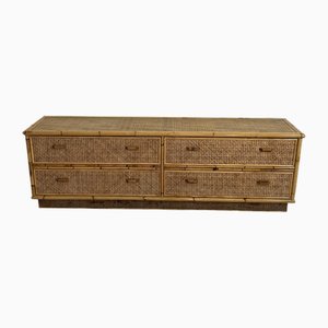 Niedrige Rattan Kommode, Italien, 1960er