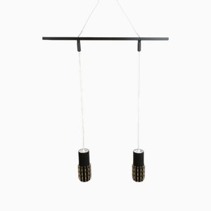 Hängelampen aus Schwarz Lackiertem Metall & Acrylglas von Staff Leuchten, 1960er, 2er Set