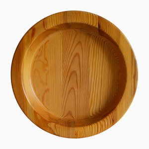 Cuenco escandinavo grande de madera hecho a mano, años 70