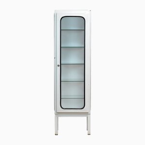 Mueble médico vintage de hierro y vidrio, años 70